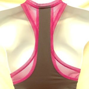 Fabletics Grey/Pink mesh MOSA tank